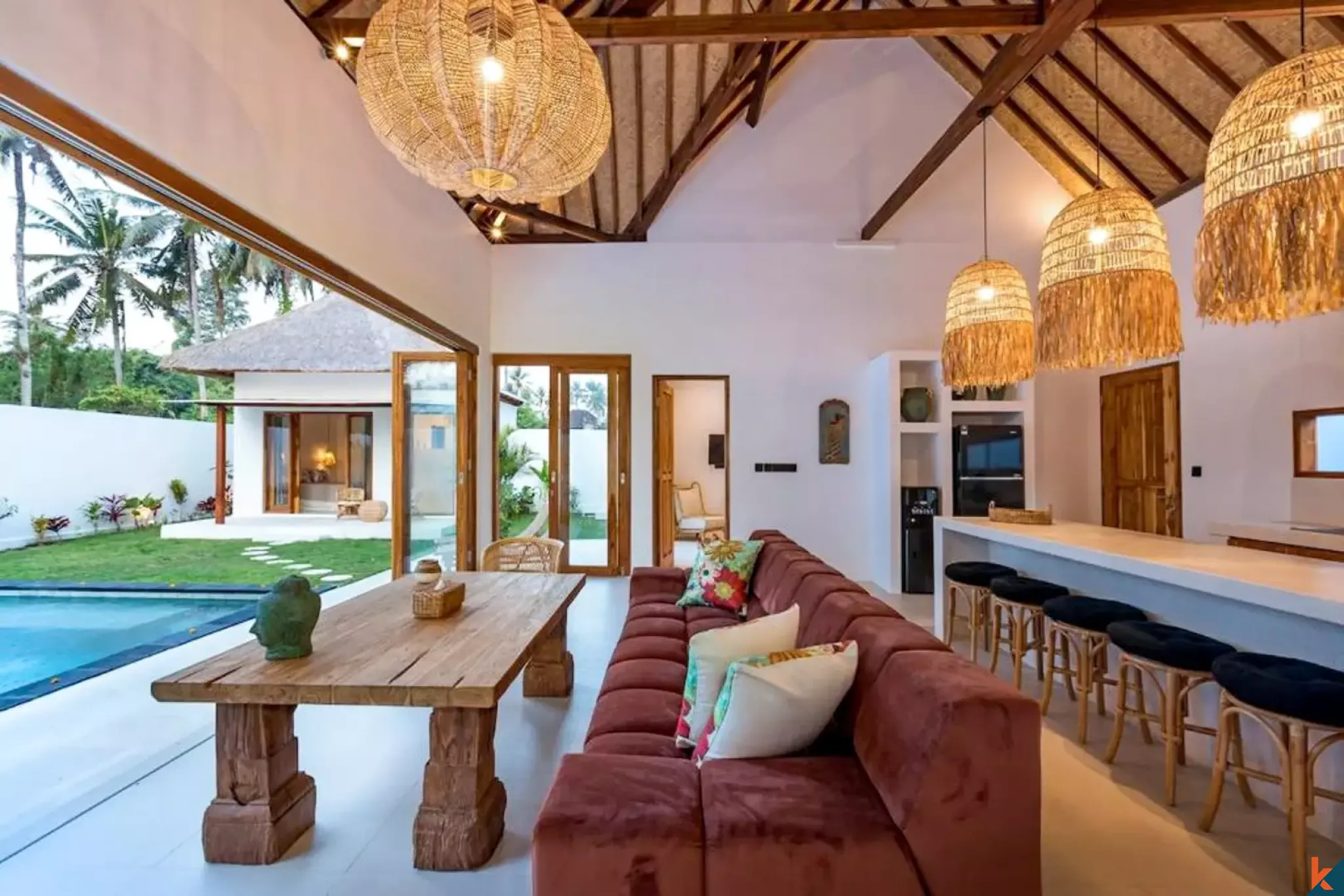 Vila sewa tiga kamar tidur yang indah dengan pengaruh tradisional di Ubud - Lodtunduh