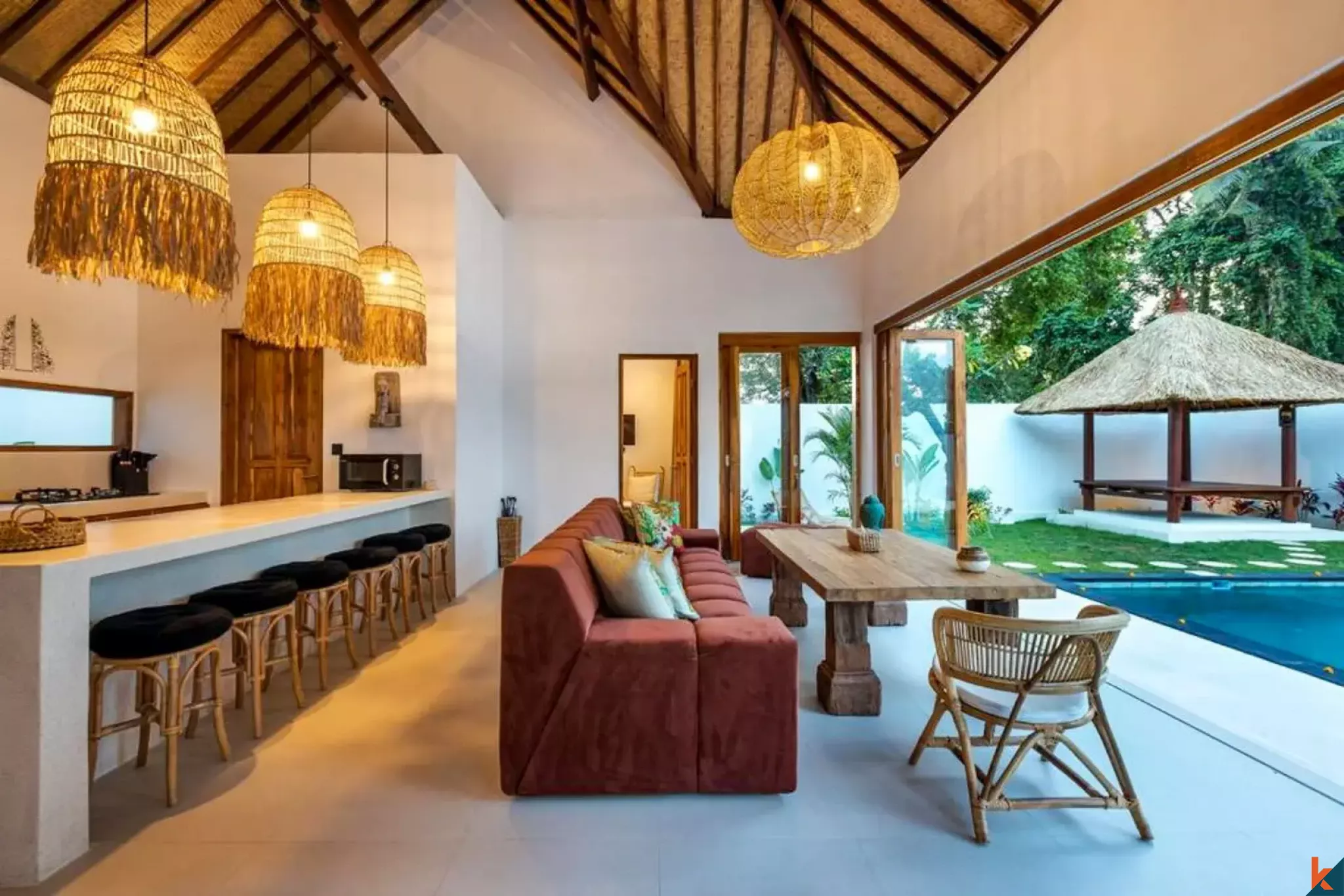 Vila sewa tiga kamar tidur yang indah dengan pengaruh tradisional di Ubud - Lodtunduh