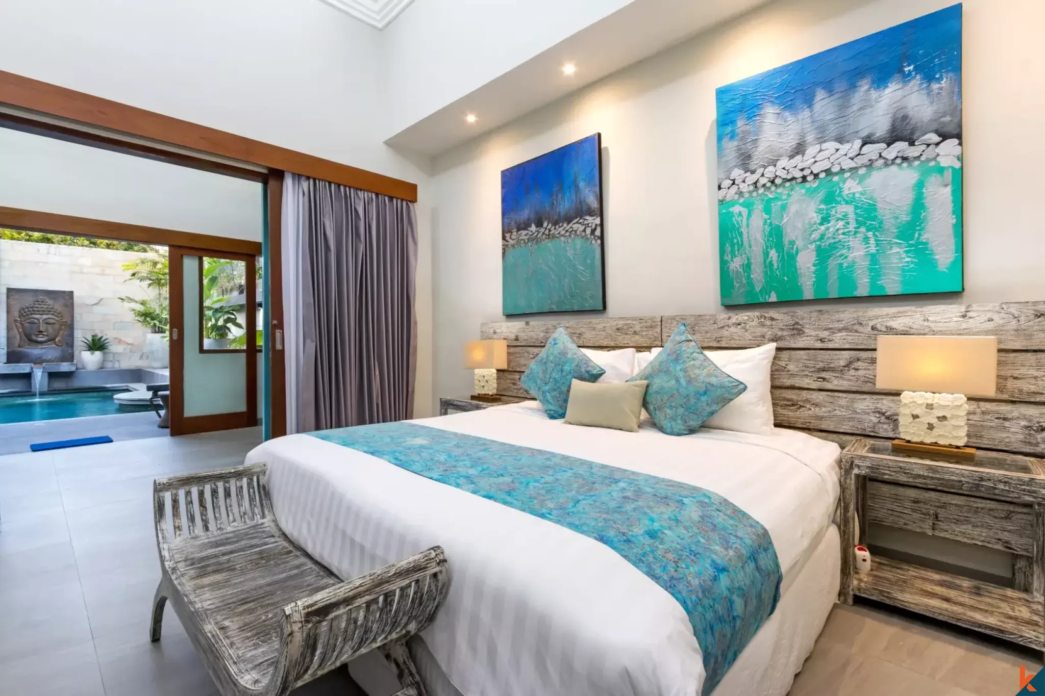 Properti sewa dua kamar tidur yang bagus di Sanur dengan jarak berjalan kaki ke pantai