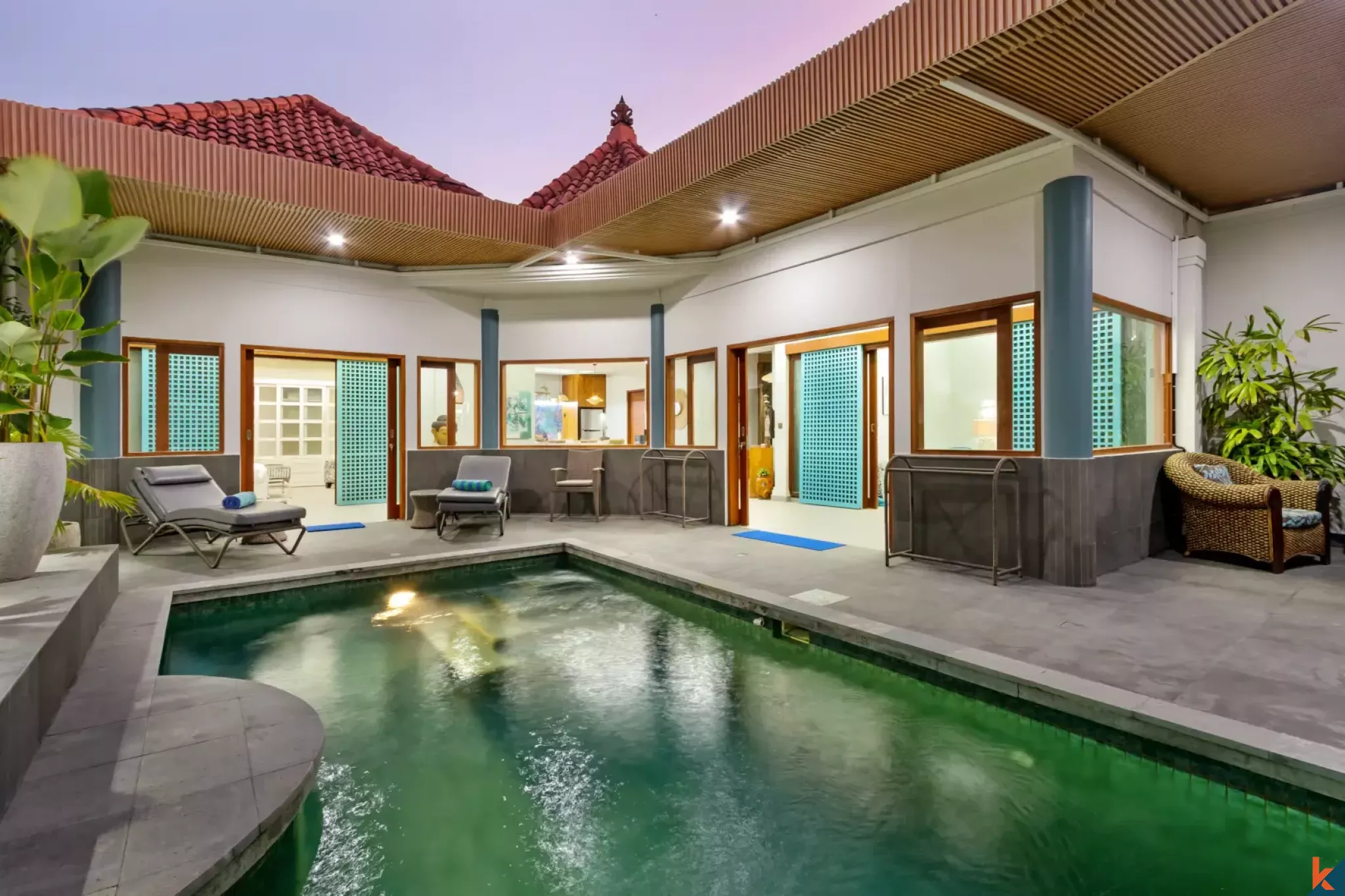 Properti sewa dua kamar tidur yang bagus di Sanur dengan jarak berjalan kaki ke pantai