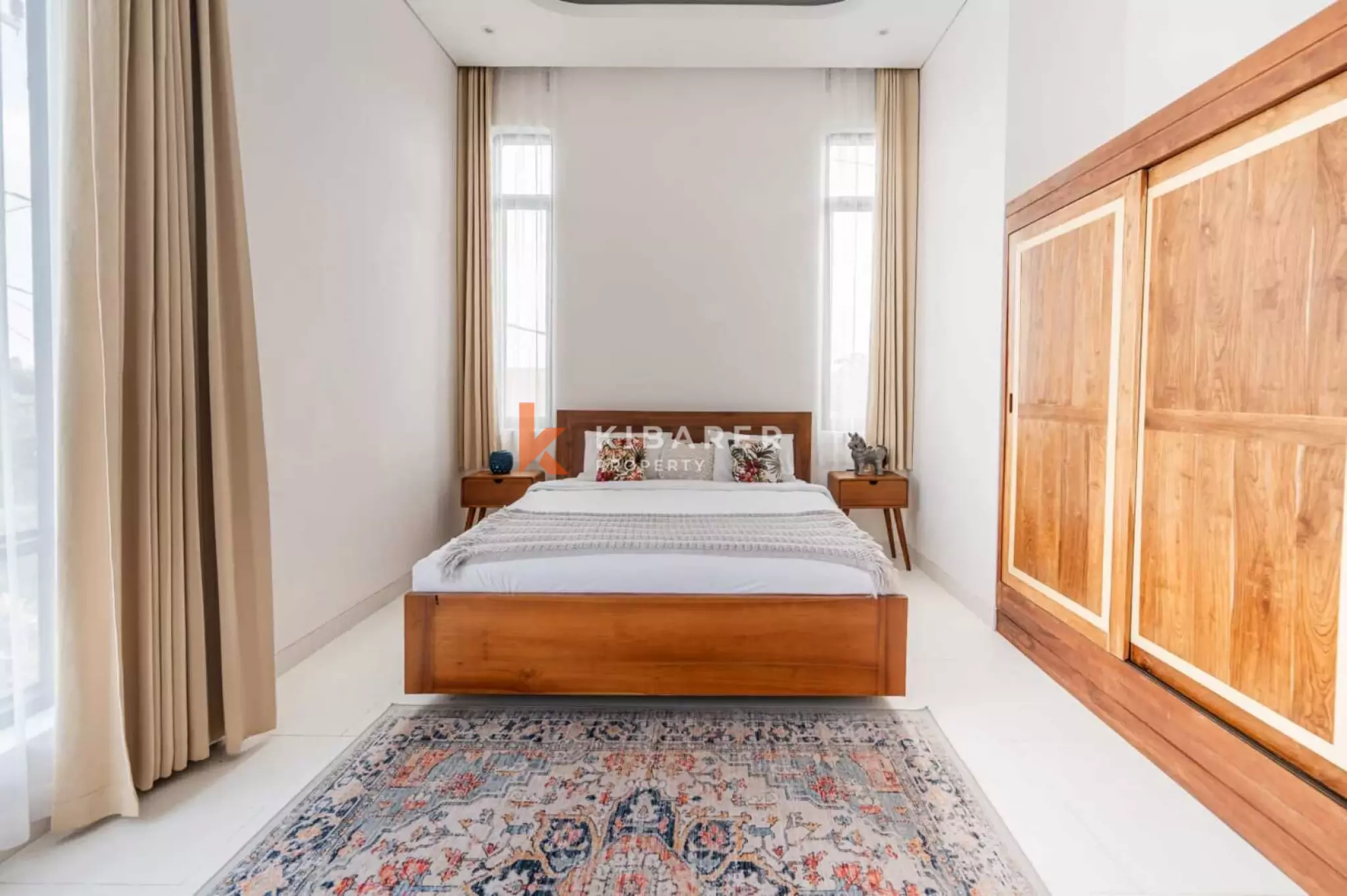 Villa deux chambres à louer à Canggu avec séjour fermé et vue sur les rizières