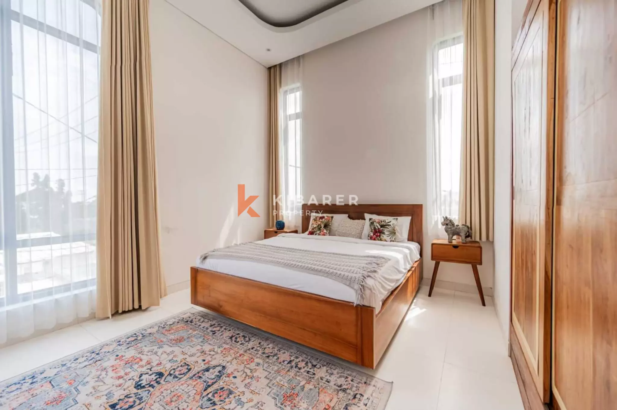 Villa deux chambres à louer à Canggu avec séjour fermé et vue sur les rizières