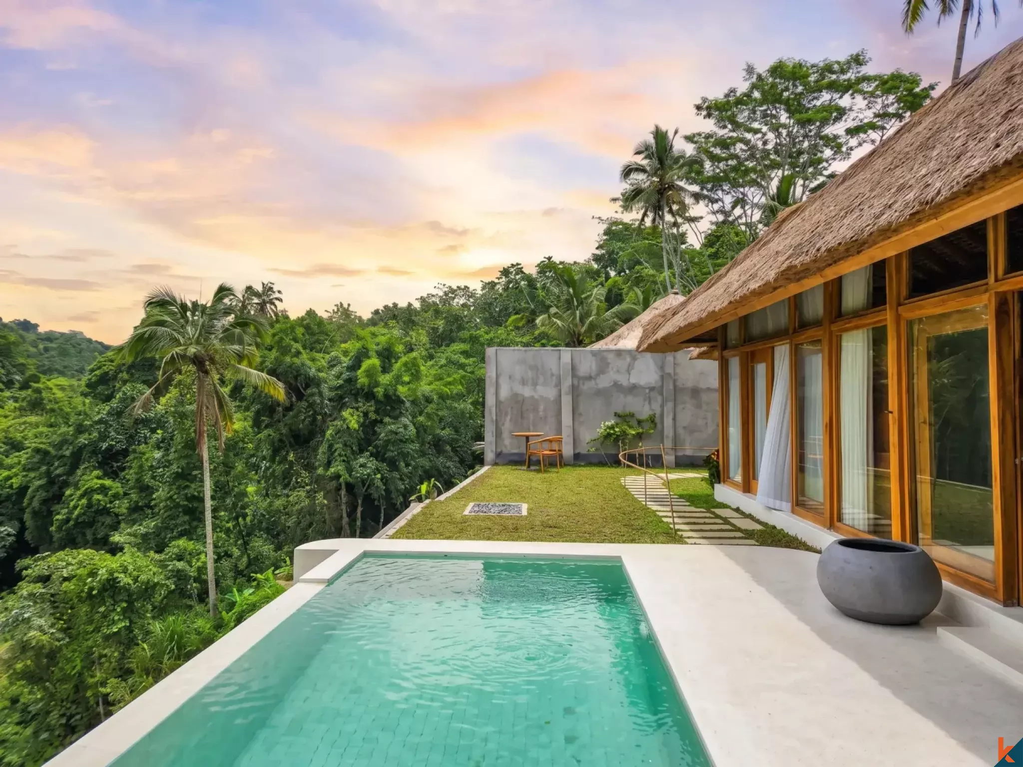 Nouveau mini complexe de six villas avec vue sur la jungle à louer à Ubud