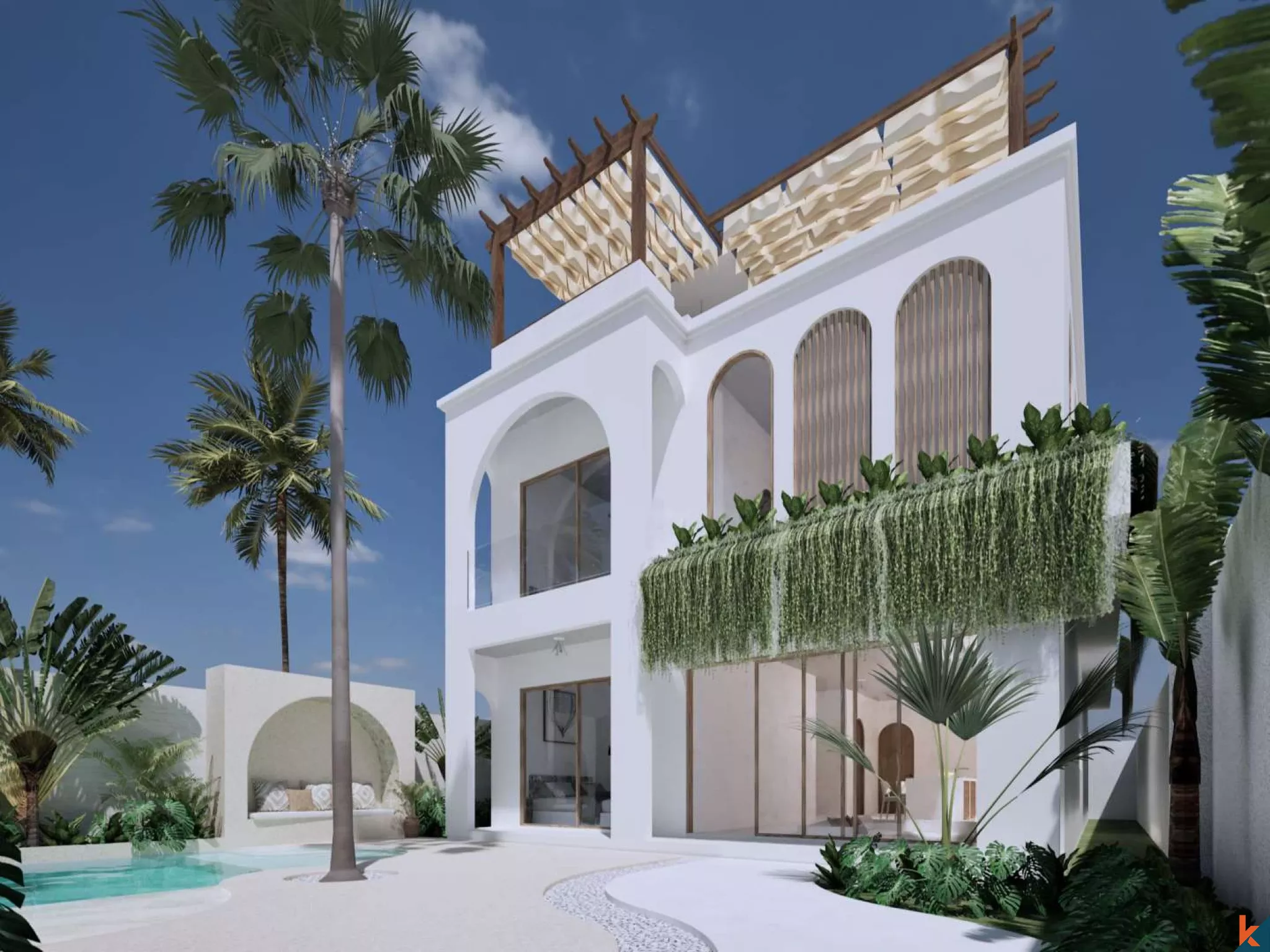 Properti Bertingkat Enam Kamar Tidur Bergaya Mediterania yang Akan Segera Hadir dengan Pemandangan Indah di Kedungu (selesai pada November 2026)