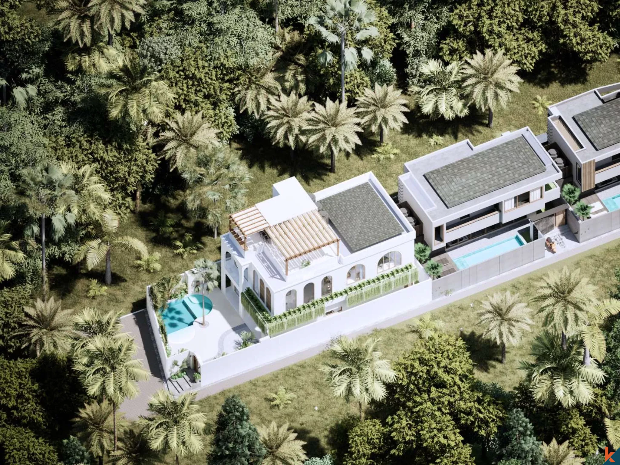 Properti Bertingkat Enam Kamar Tidur Bergaya Mediterania yang Akan Segera Hadir dengan Pemandangan Indah di Kedungu (selesai pada November 2026)
