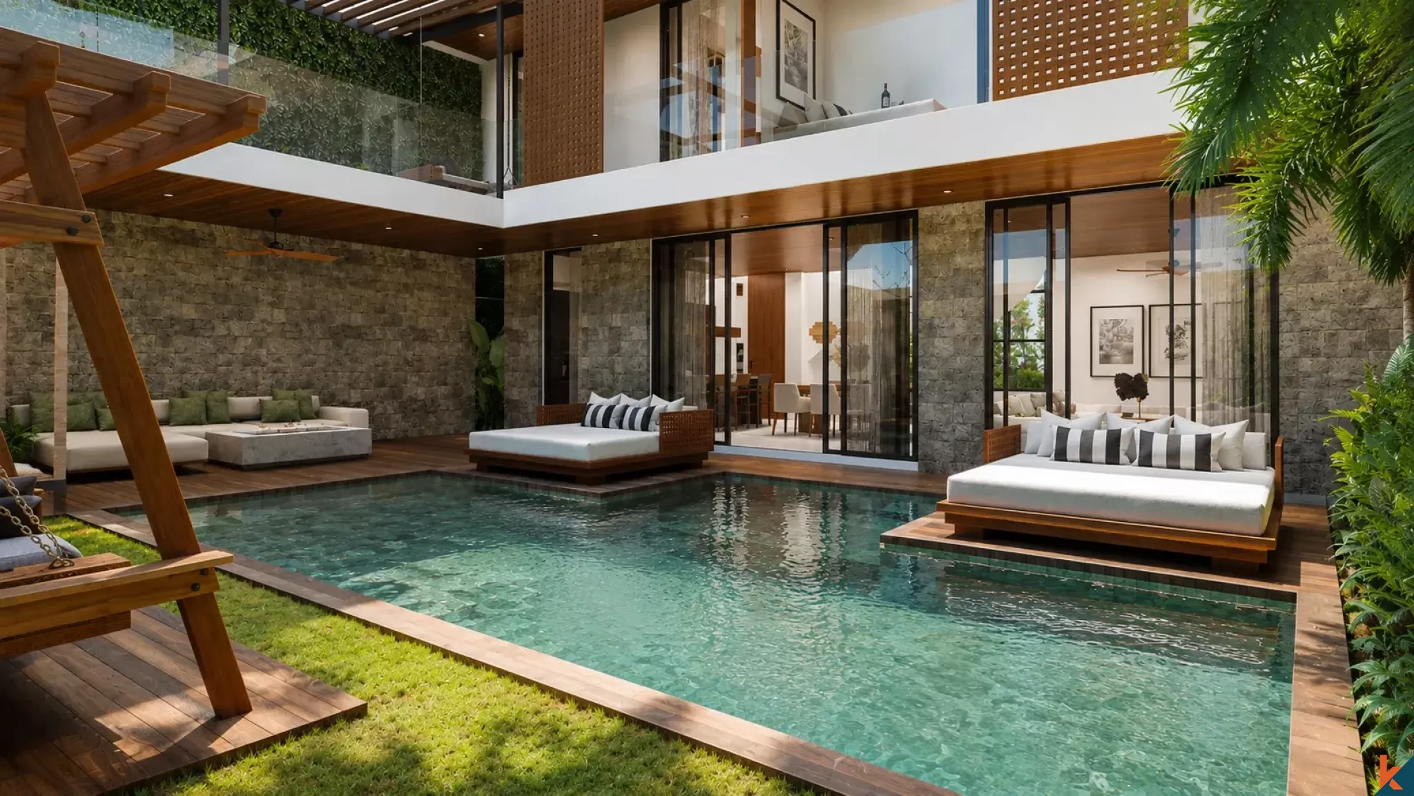 Properti tiga kamar tidur berkualitas tinggi dengan hak sewa jangka panjang yang akan segera hadir di Sanur (Serah terima Desember 2026)