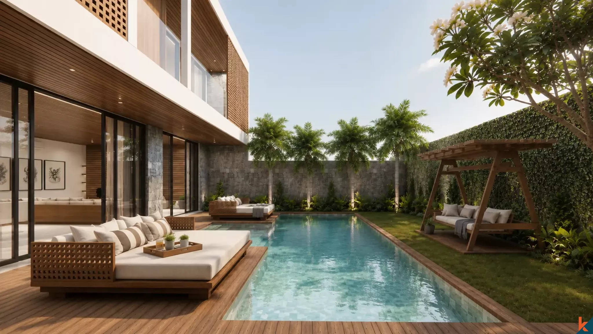 Properti tiga kamar tidur berkualitas tinggi dengan hak sewa jangka panjang yang akan segera hadir di Sanur (Serah terima Desember 2026)