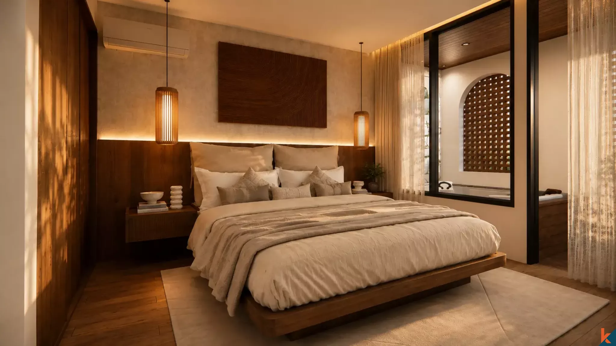 Properti tiga kamar tidur berkualitas tinggi dengan hak sewa jangka panjang yang akan segera hadir di Sanur (Serah terima Desember 2026)