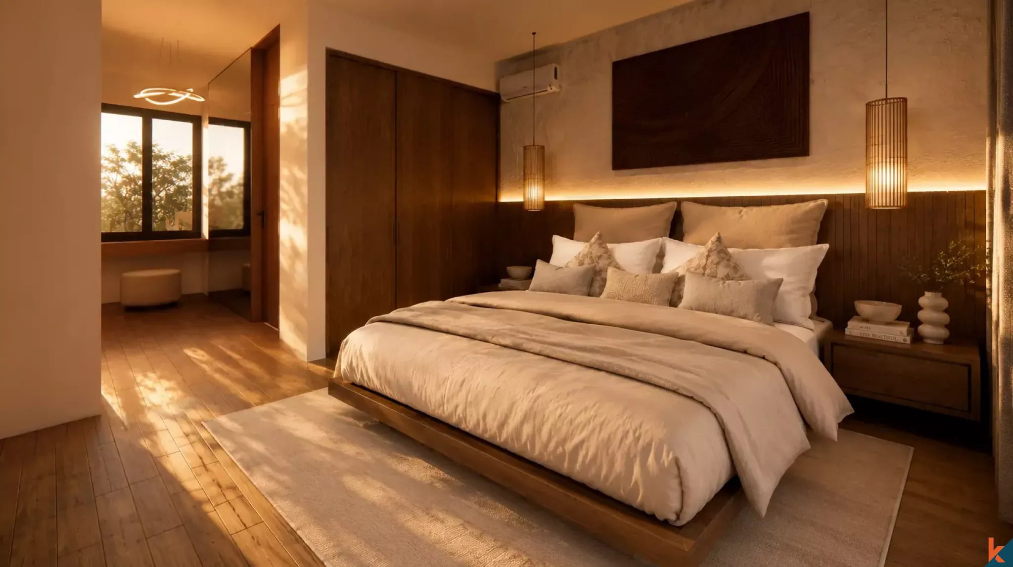 Properti tiga kamar tidur berkualitas tinggi dengan hak sewa jangka panjang yang akan segera hadir di Sanur (Serah terima Desember 2026)