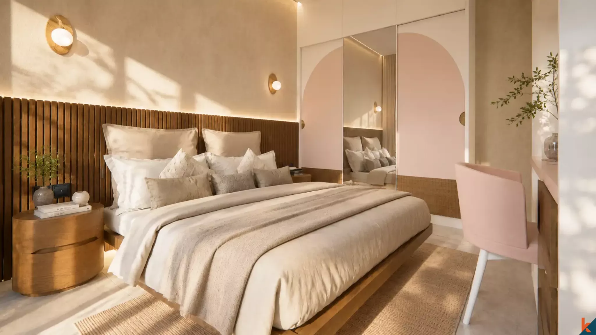 Properti tiga kamar tidur berkualitas tinggi dengan hak sewa jangka panjang yang akan segera hadir di Sanur (Serah terima Desember 2026)