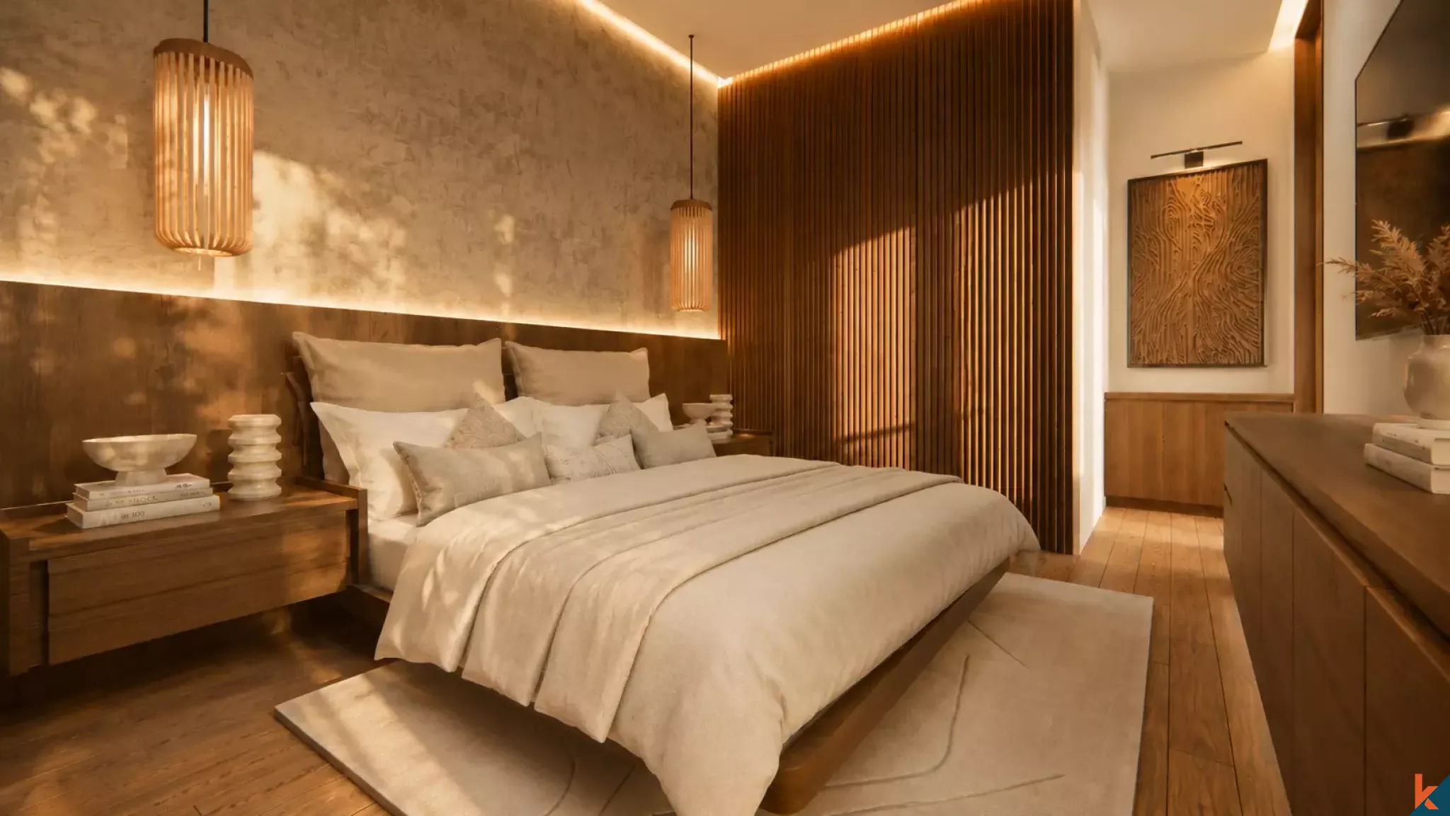 Properti tiga kamar tidur berkualitas tinggi dengan hak sewa jangka panjang yang akan segera hadir di Sanur (Serah terima Desember 2026)