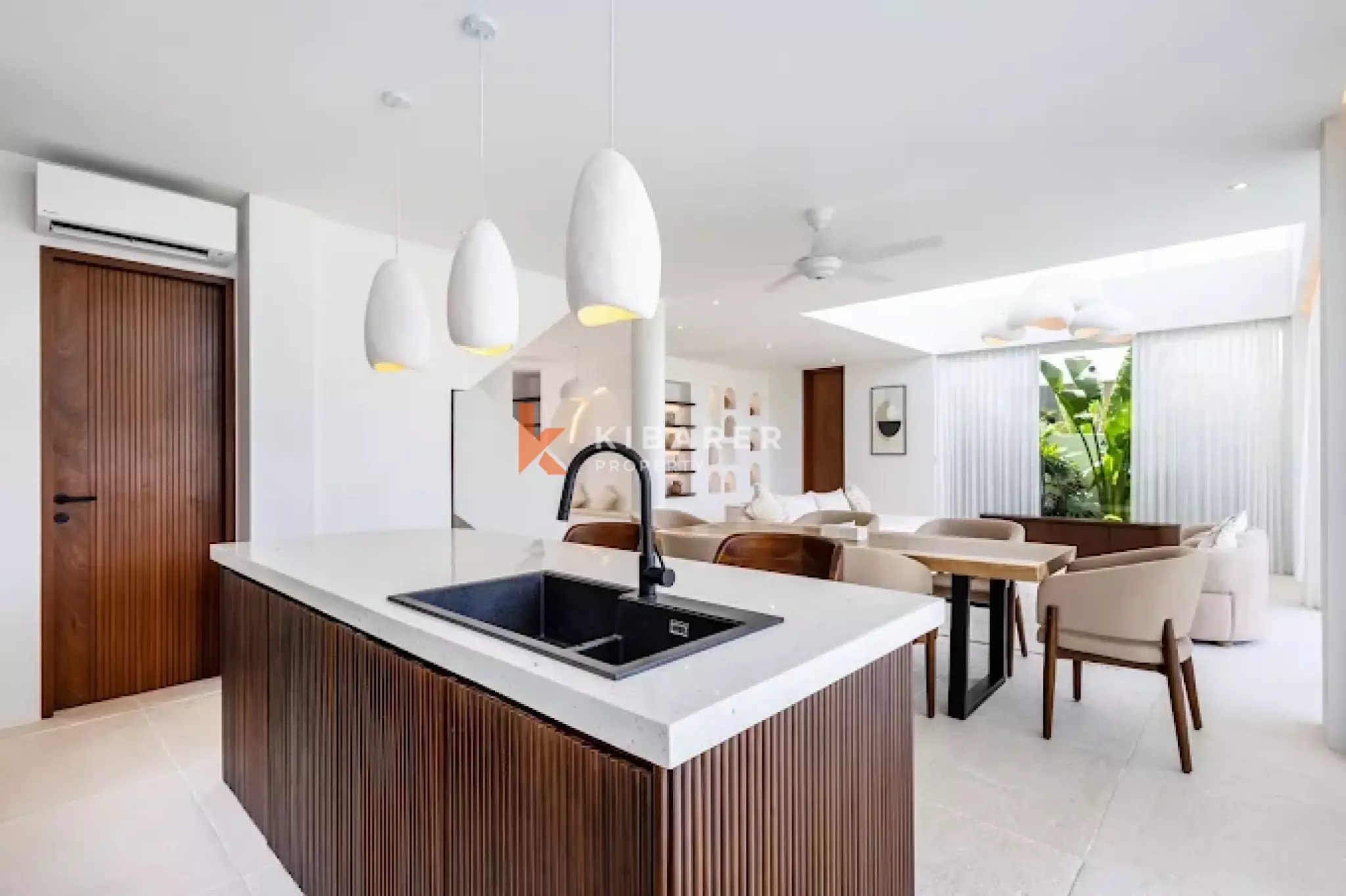 Three Bedroom Mediterranean Elegance and Tropical Island Living in Seaside Seseh with Beach View and Rooftop Pool