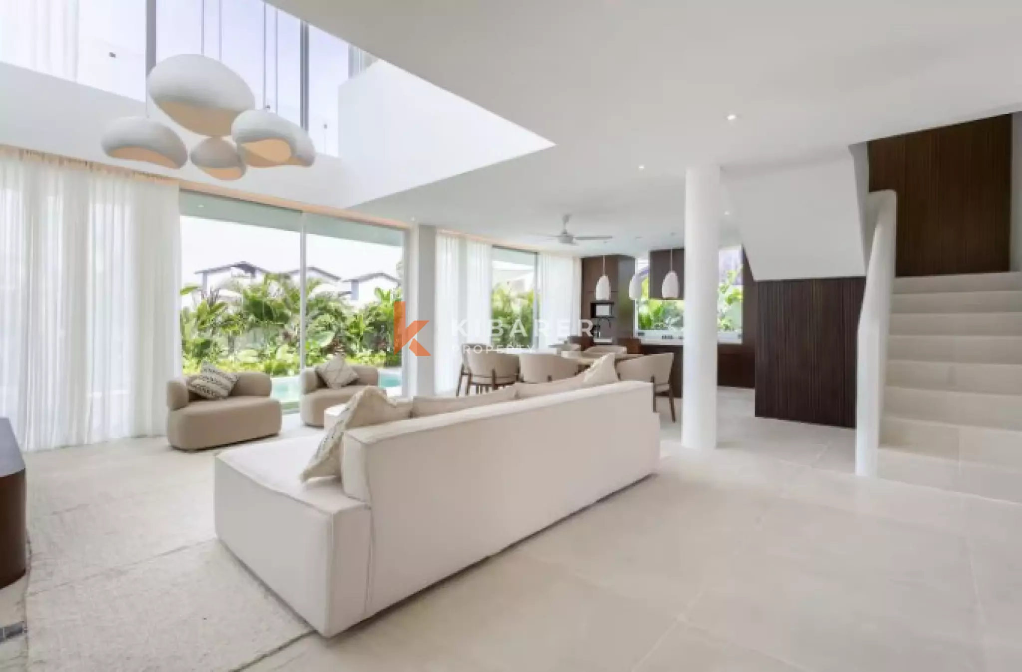 Three Bedroom Mediterranean Elegance and Tropical Island Living in Seaside Seseh with Beach View and Rooftop Pool
