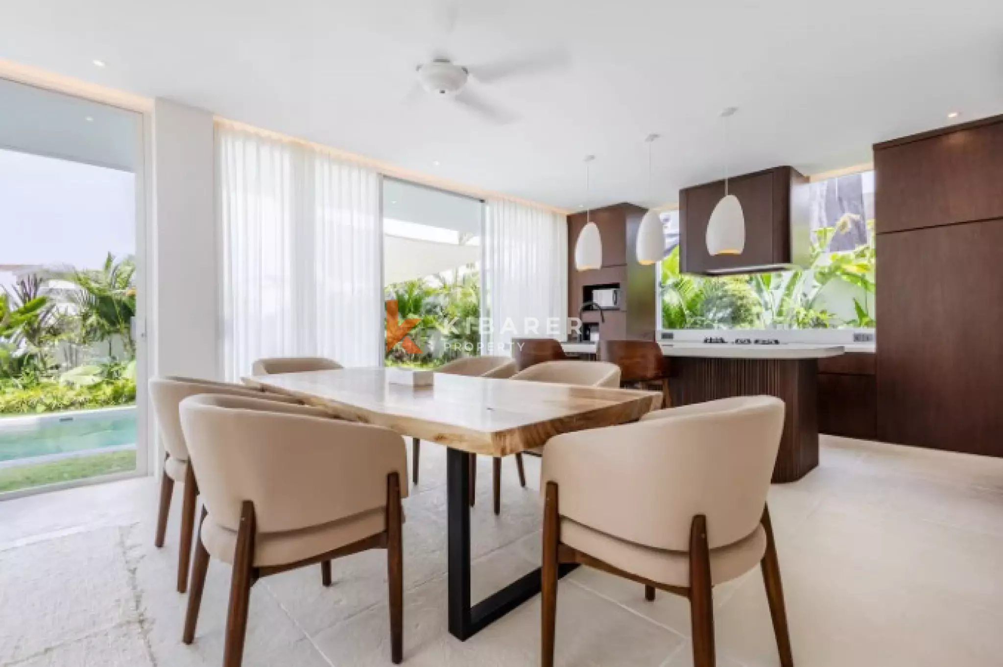 Three Bedroom Mediterranean Elegance and Tropical Island Living in Seaside Seseh with Beach View and Rooftop Pool