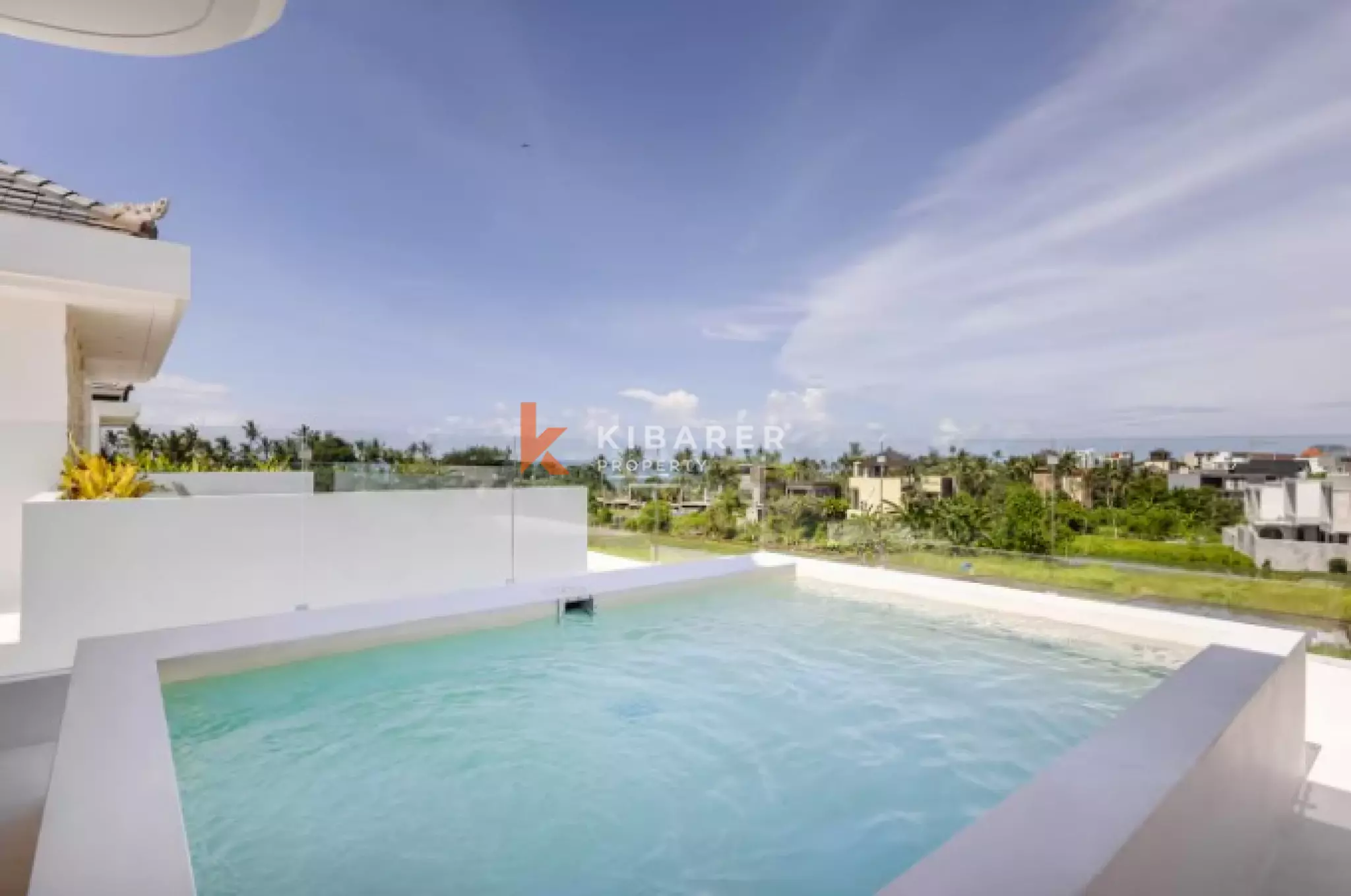 Three Bedroom Mediterranean Elegance and Tropical Island Living in Seaside Seseh with Beach View and Rooftop Pool