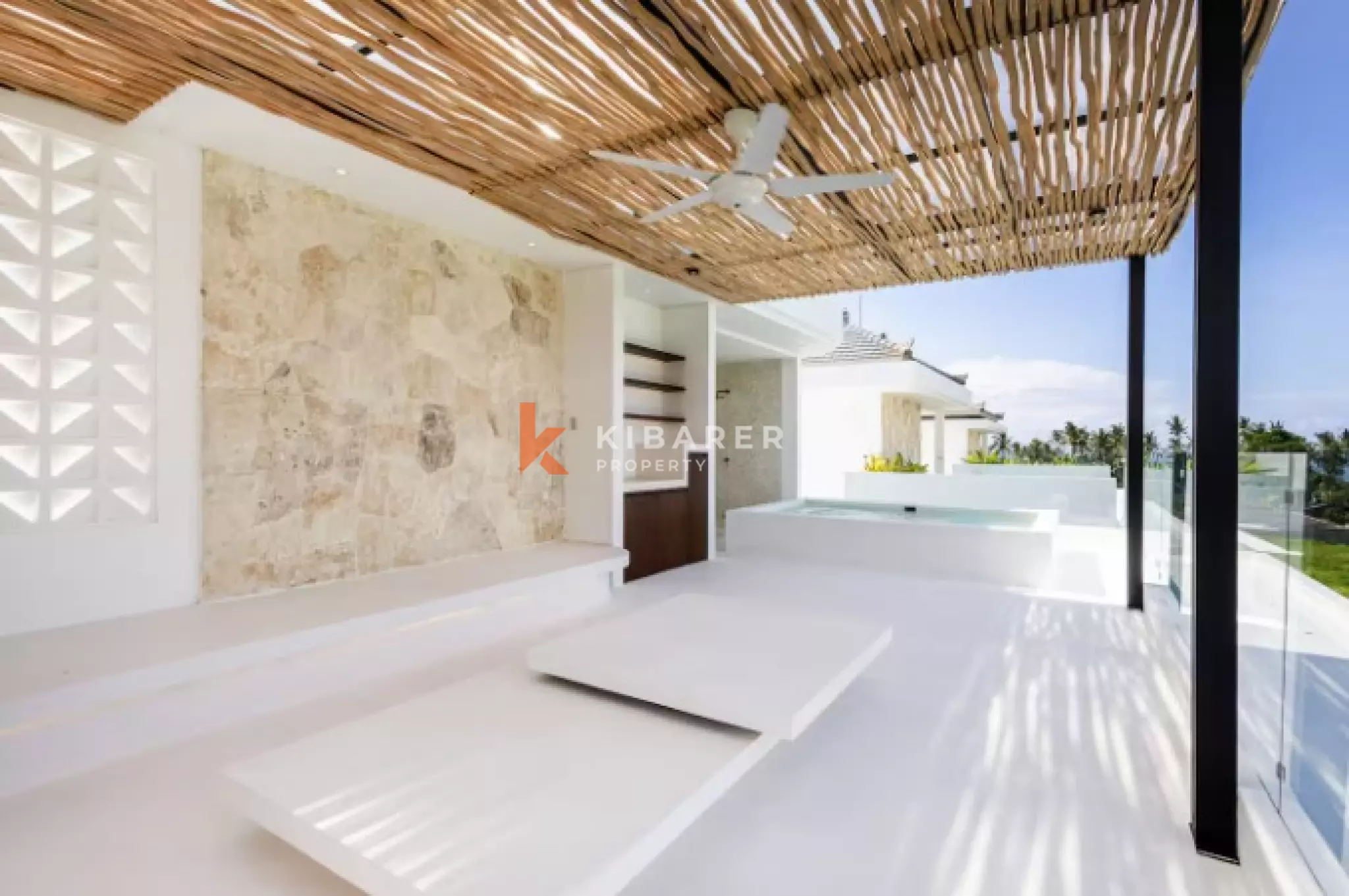 Three Bedroom Mediterranean Elegance and Tropical Island Living in Seaside Seseh with Beach View and Rooftop Pool