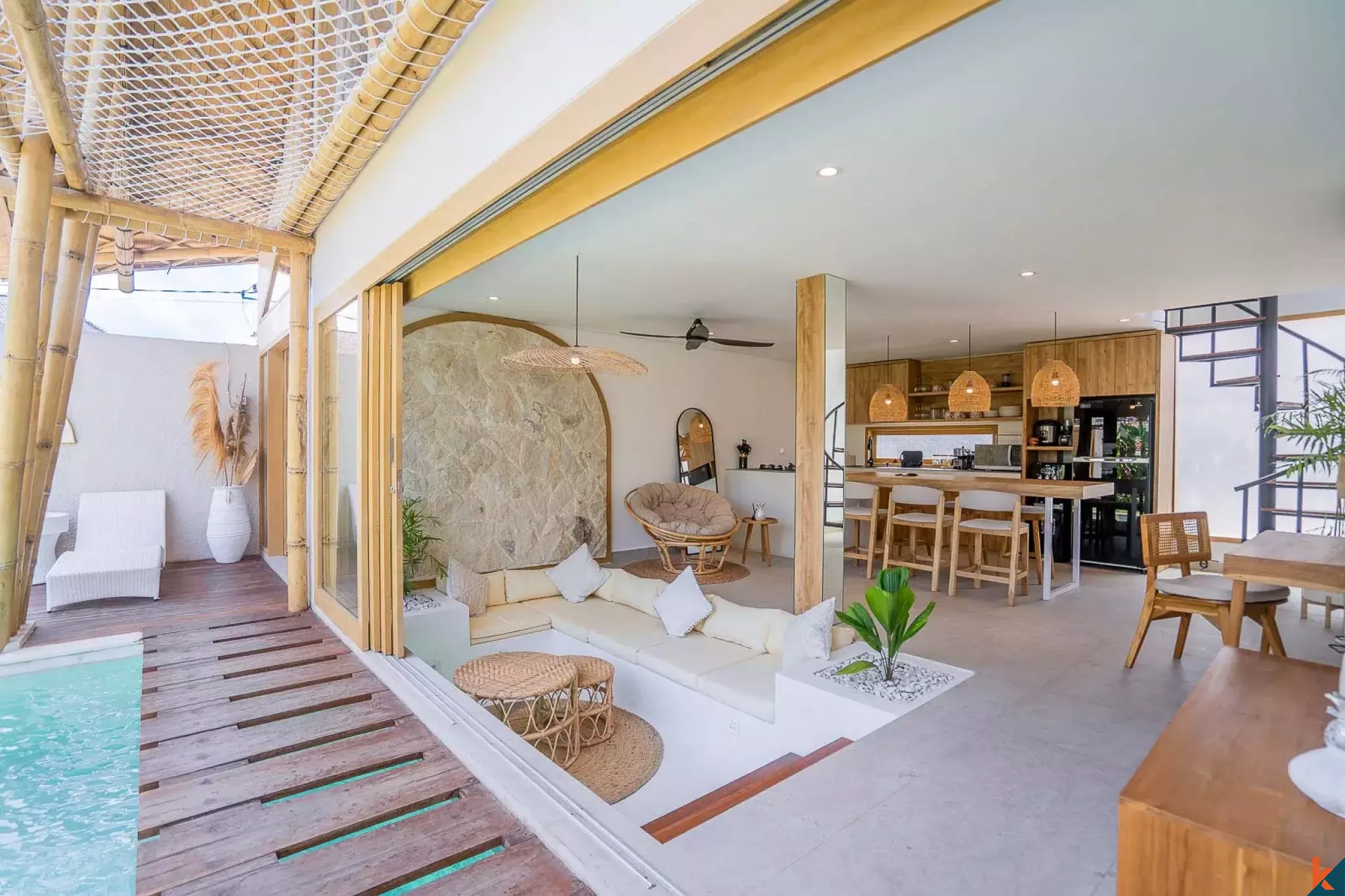 Tropical Three Bedroom Leasehold Villa for Sale in Tibubeneng, Canggu