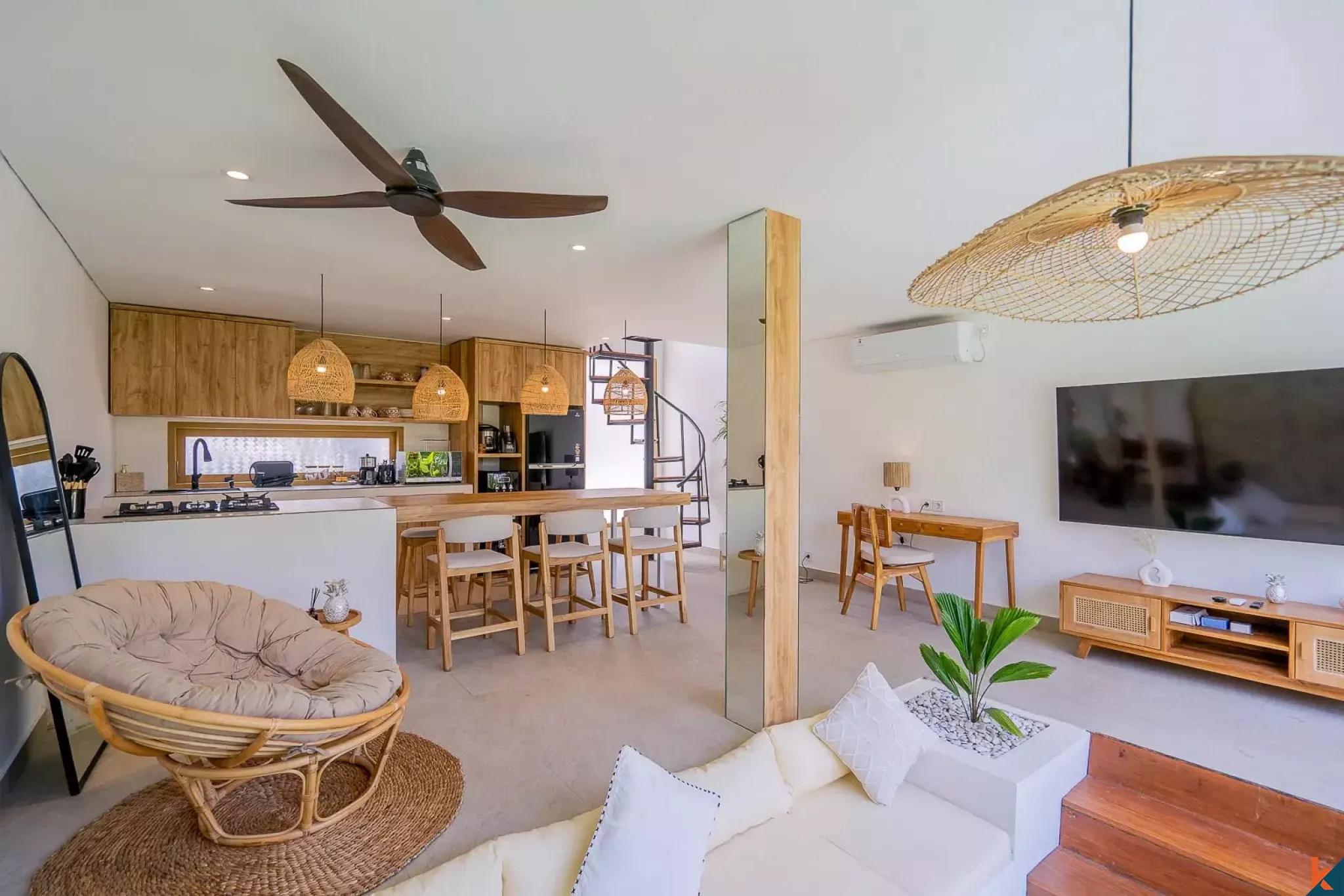 Tropical Three Bedroom Leasehold Villa for Sale in Tibubeneng, Canggu