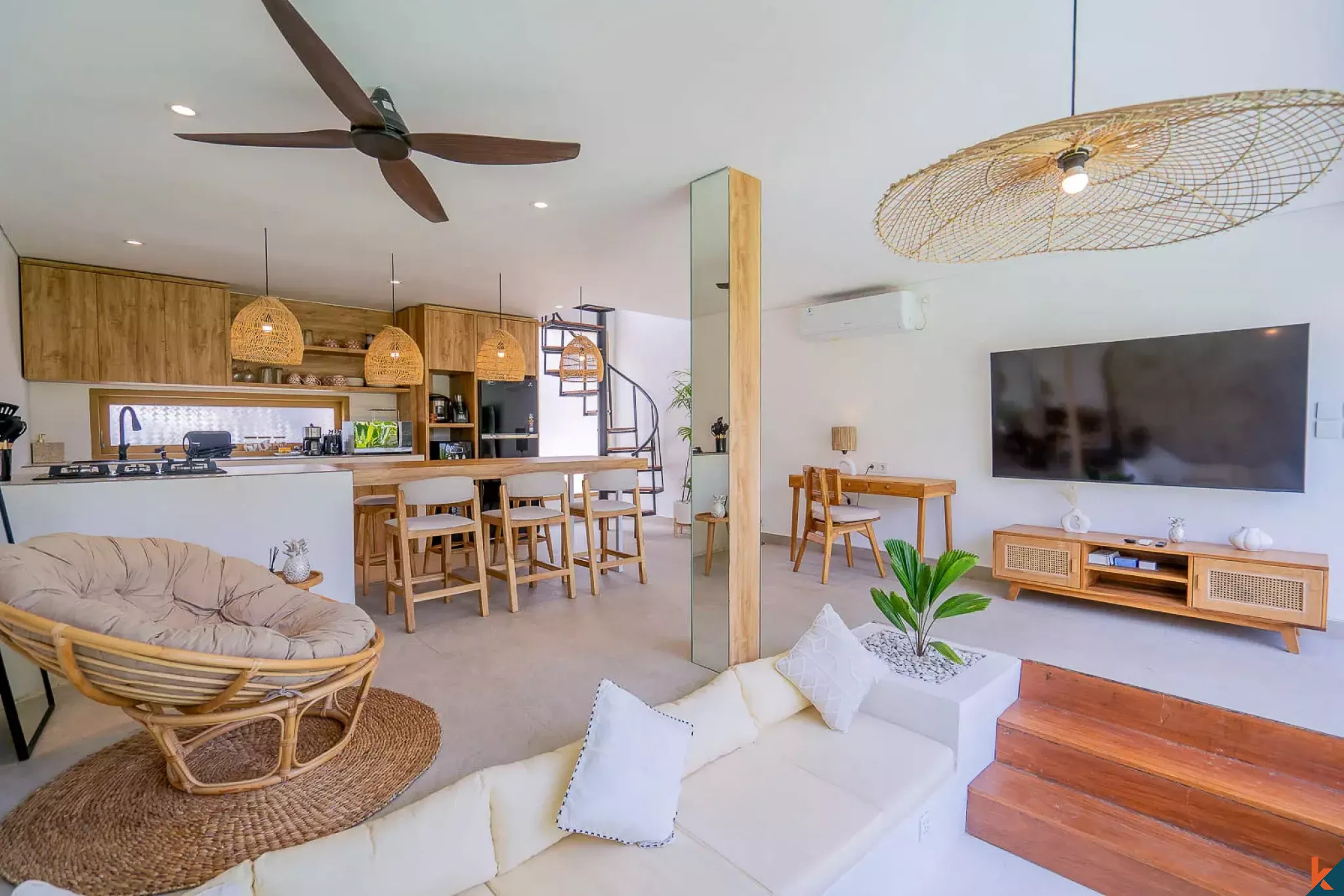 Tropical Three Bedroom Leasehold Villa for Sale in Tibubeneng, Canggu