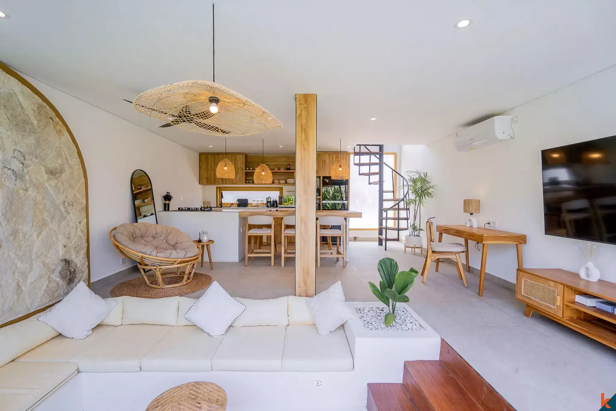 Tropical Three Bedroom Leasehold Villa for Sale in Tibubeneng, Canggu