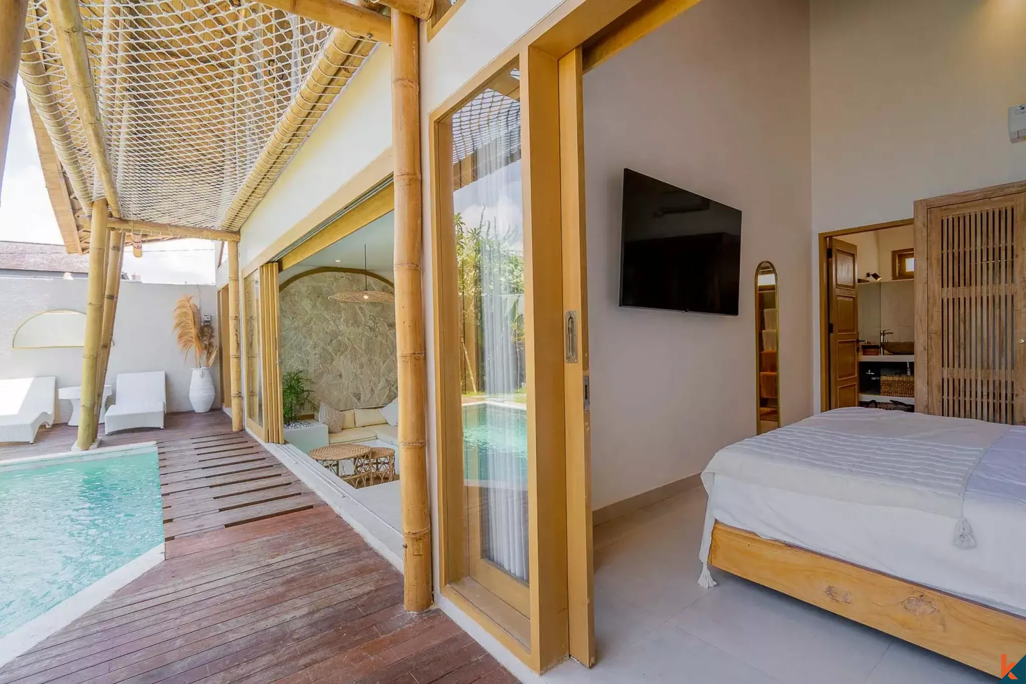 Tropical Three Bedroom Leasehold Villa for Sale in Tibubeneng, Canggu