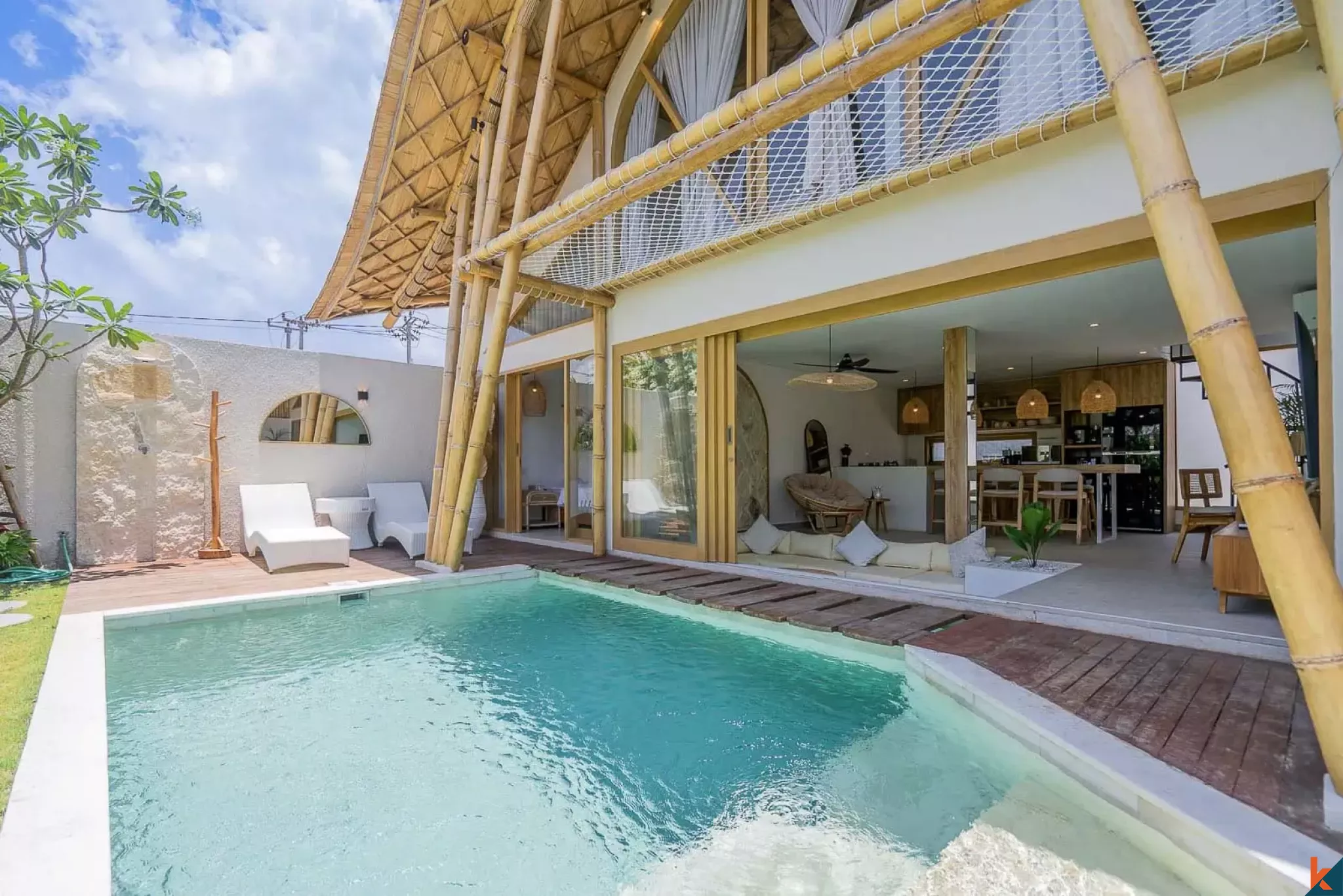 Tropical Three Bedroom Leasehold Villa for Sale in Tibubeneng, Canggu