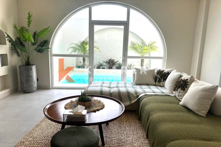 Stunning Three Bedroom Enclosed Livingroom Mediterranean Touches Villa Located in Pererenan