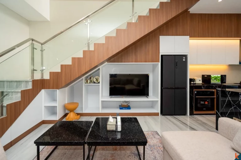 Enclosed living and dining area of furnished villa in Umalas