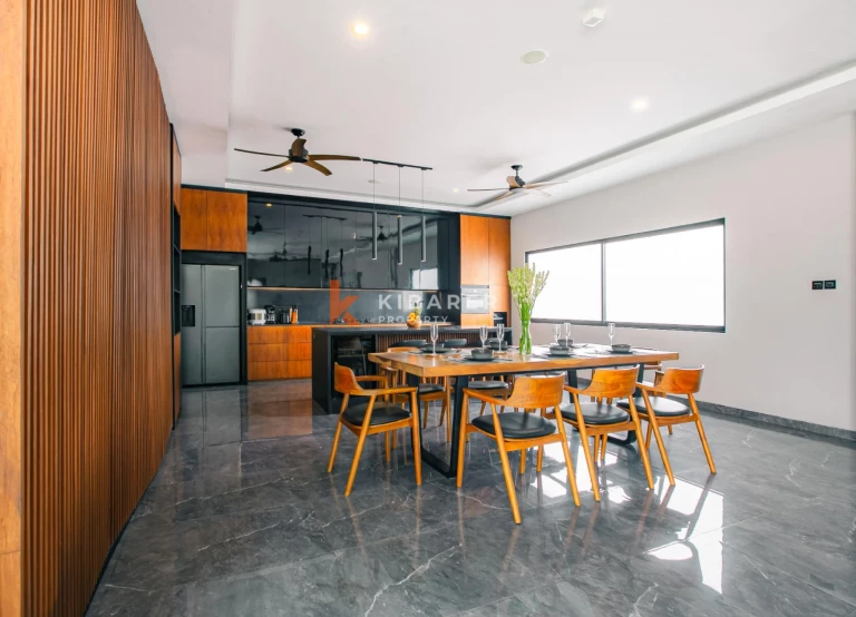 Stylish Four-Bedroom Villa with Rooftop Rice Field Views Close to Berawa