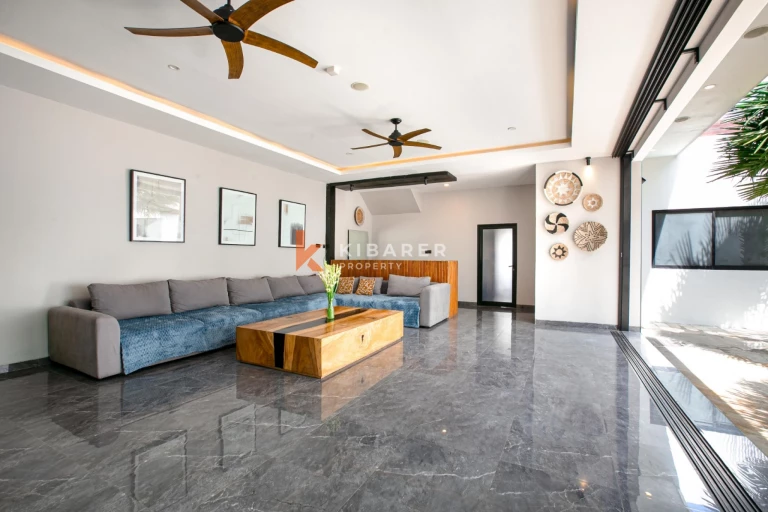 Stylish Four-Bedroom Villa with Rooftop Rice Field Views Close to Berawa