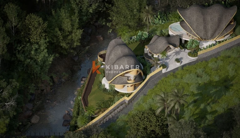 Eco-Luxury Three Bedroom Bamboo Villa with Tranquil River Views in Tabanan