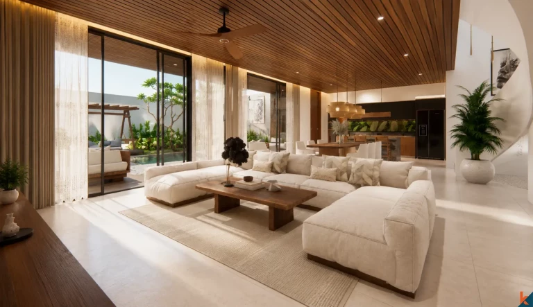 Properti tiga kamar tidur berkualitas tinggi dengan hak sewa jangka panjang yang akan segera hadir di Sanur (Serah terima Desember 2026)