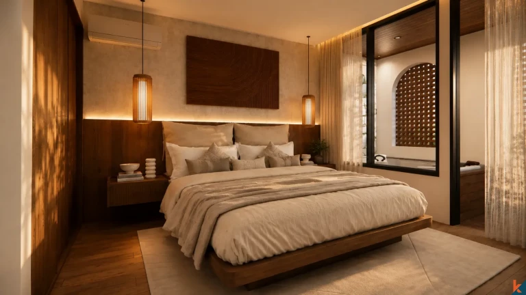 Properti tiga kamar tidur berkualitas tinggi dengan hak sewa jangka panjang yang akan segera hadir di Sanur (Serah terima Desember 2026)