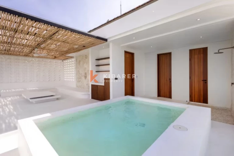 Three Bedroom Mediterranean Elegance and Tropical Island Living in Seaside Seseh with Beach View and Rooftop Pool
