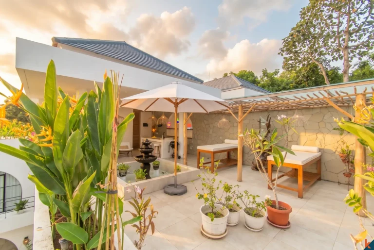 Rooftop jacuzzi and BBQ area at luxury freehold villa in Umalas, Bali