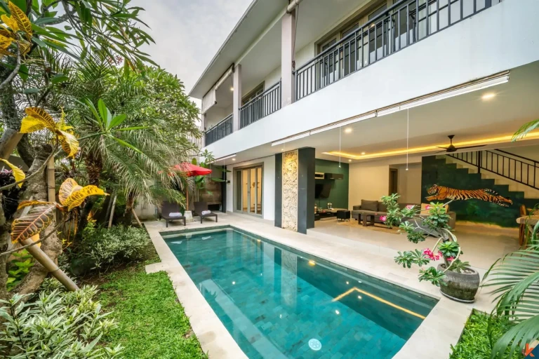 Modern 4-Bedroom Leasehold Villa for Sale in Seminyak with Pool and Upstairs Gazebo